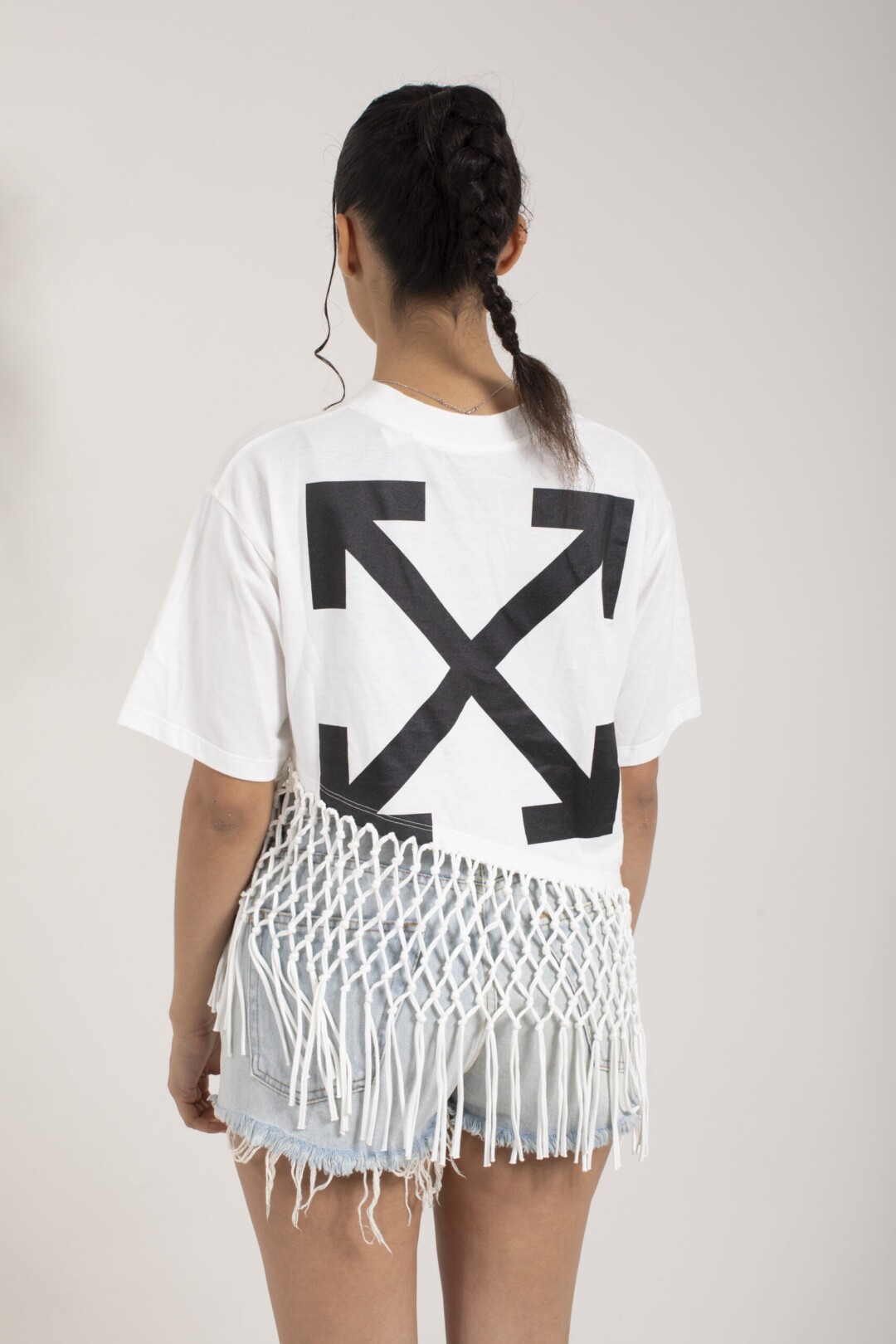 Off White T Shirt Regular A Rete Con Logo
