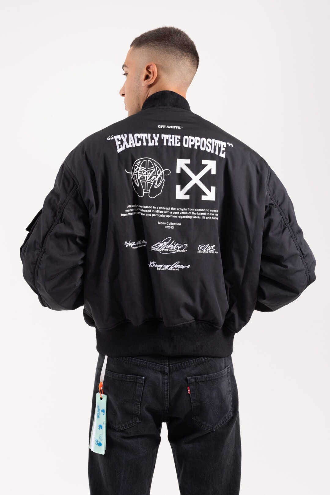 Off White Bomber Con Ricamo