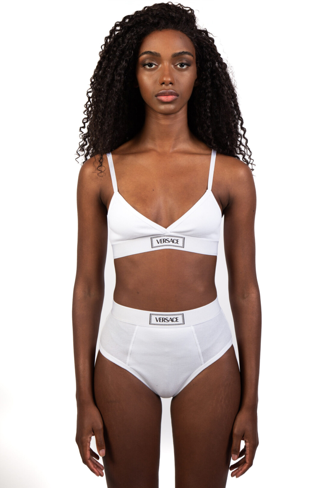 Versace Bralette a coste con logo