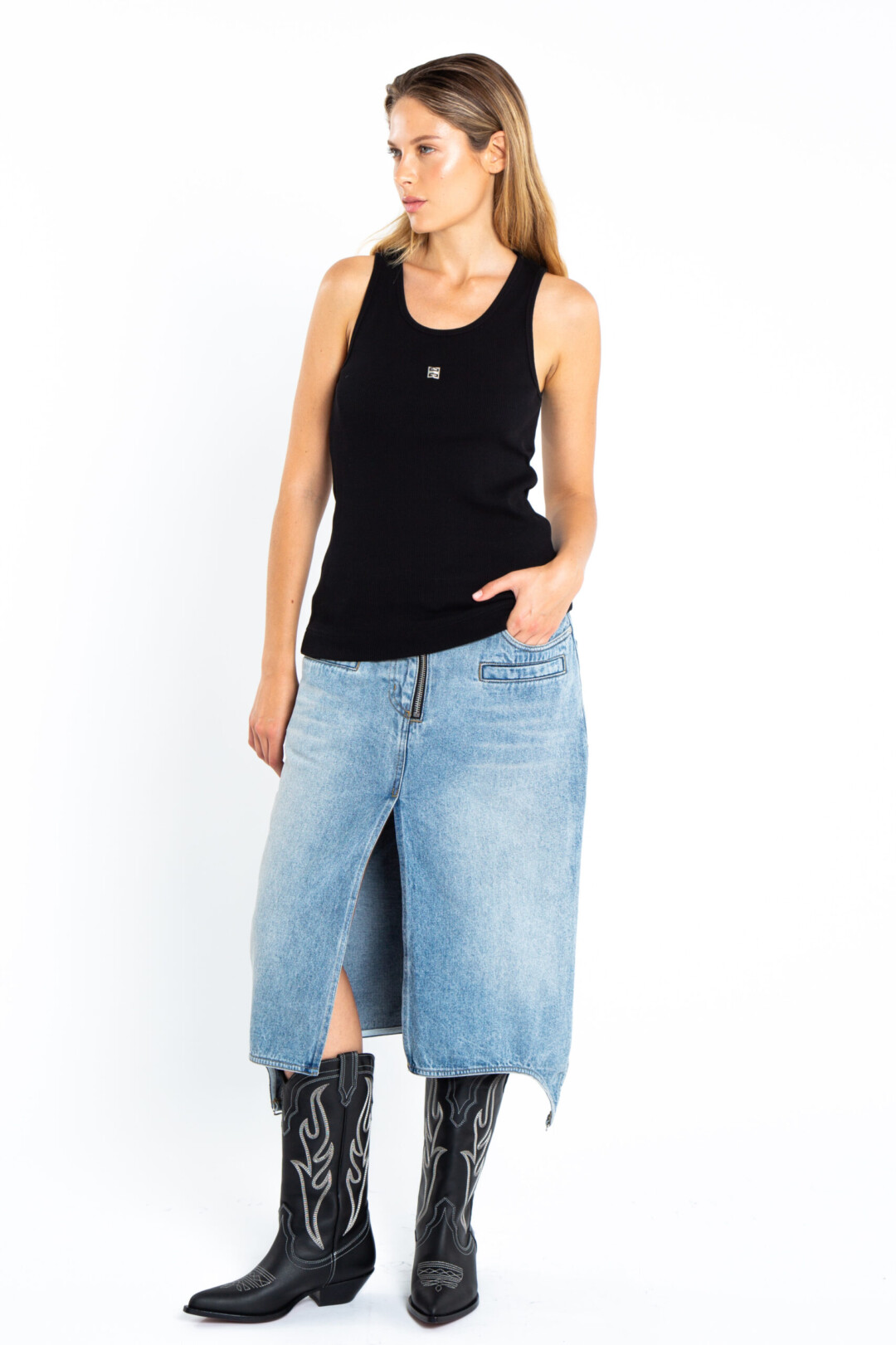 Givenchy Top nero con Placca Logo