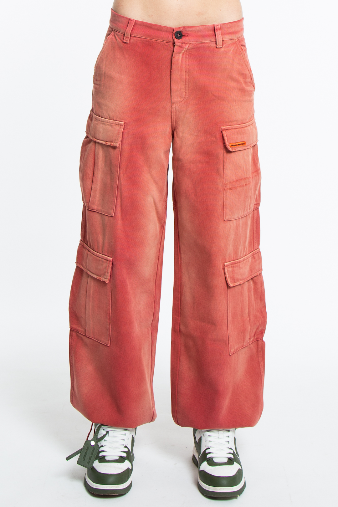 Heron Preston Distressed Canvas Pants Red