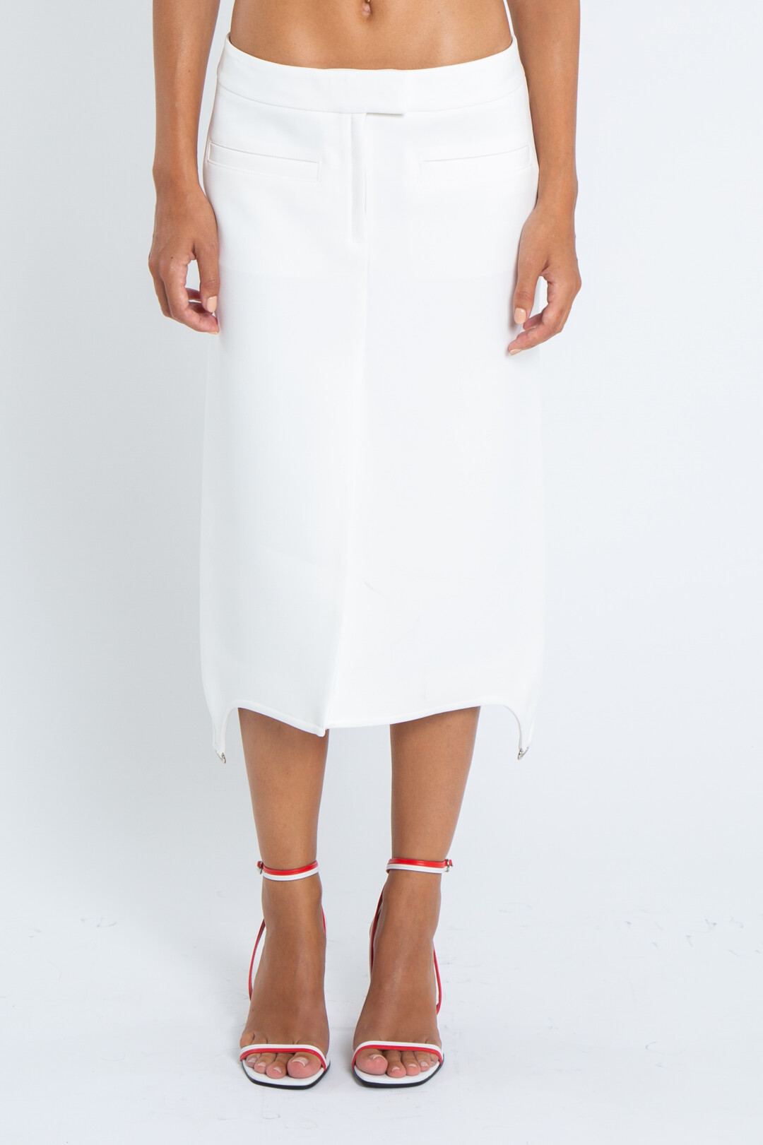 Courrèges Gonna midi con bretelle