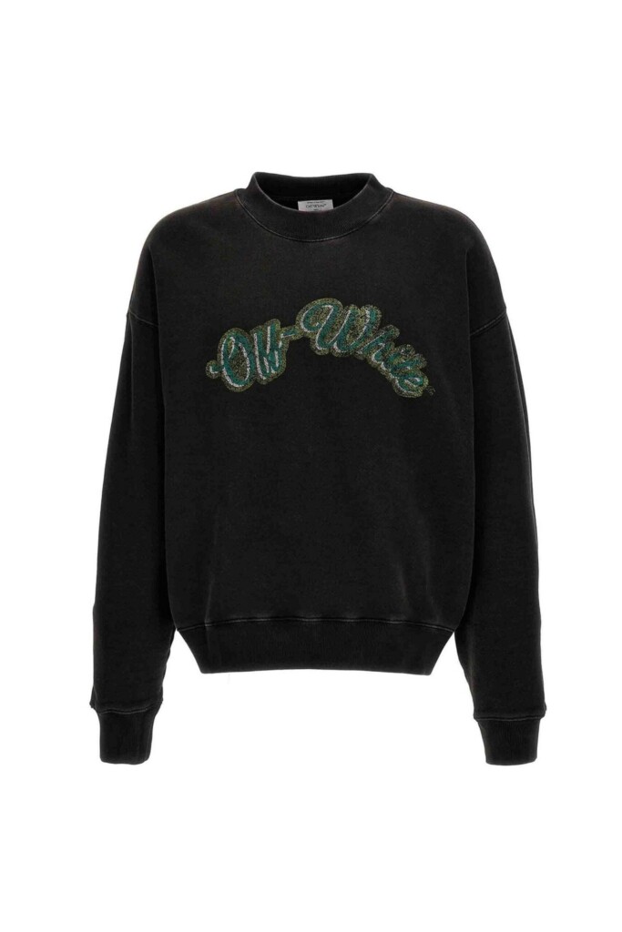 Off White Felpa Girocollo con trama Invecchiata vista frontale