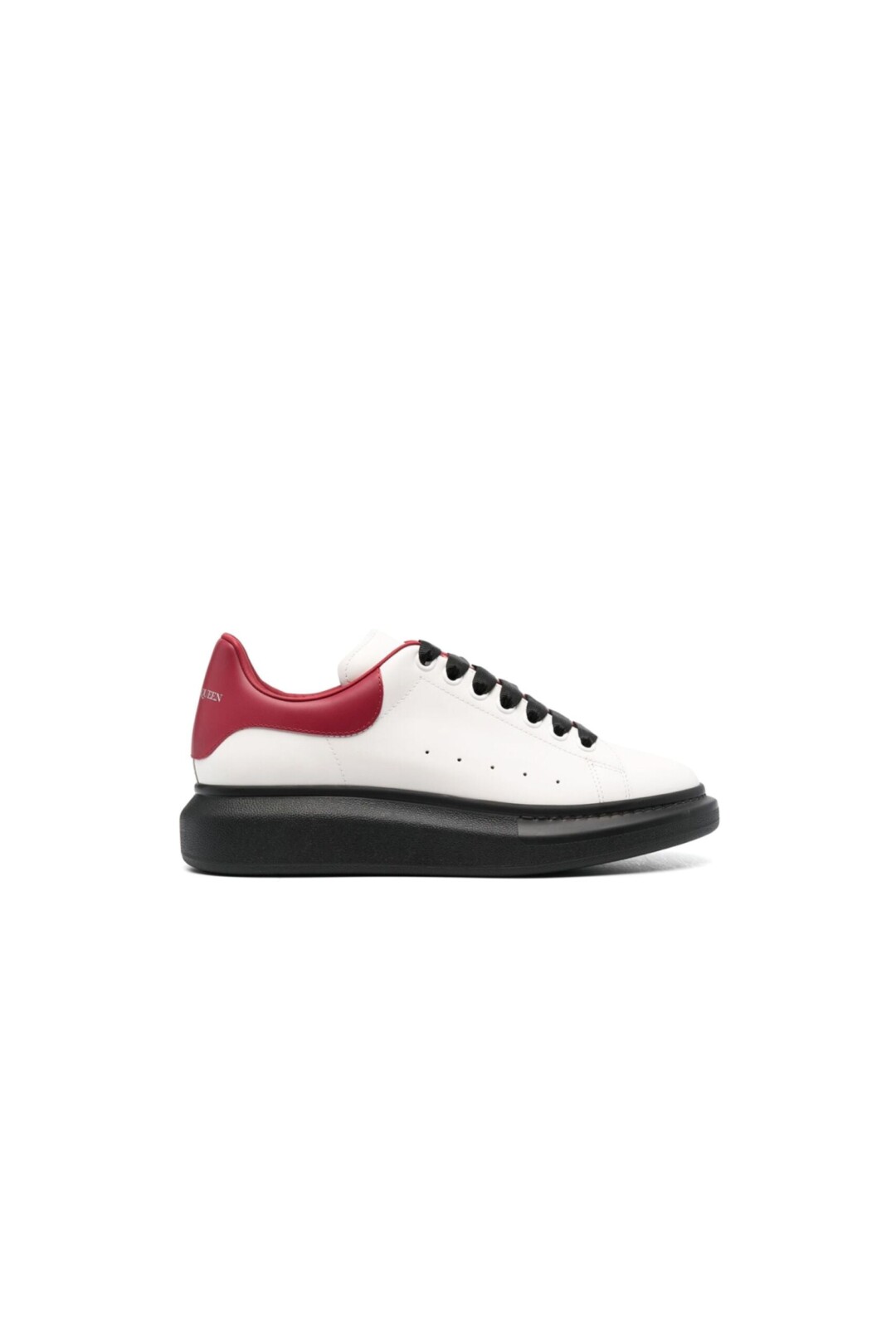 Alexander Mcqueen Sneakers Ovesize in Pelle bianche rosse vista laterale