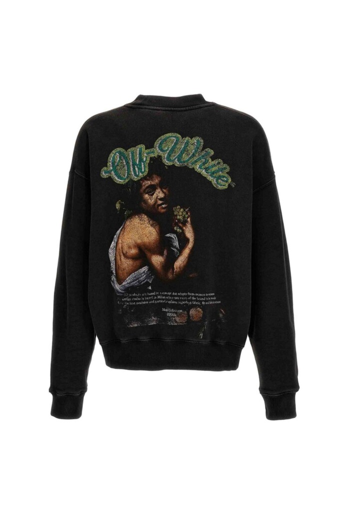 Off White Felpa Girocollo con trama Invecchiata vista retro