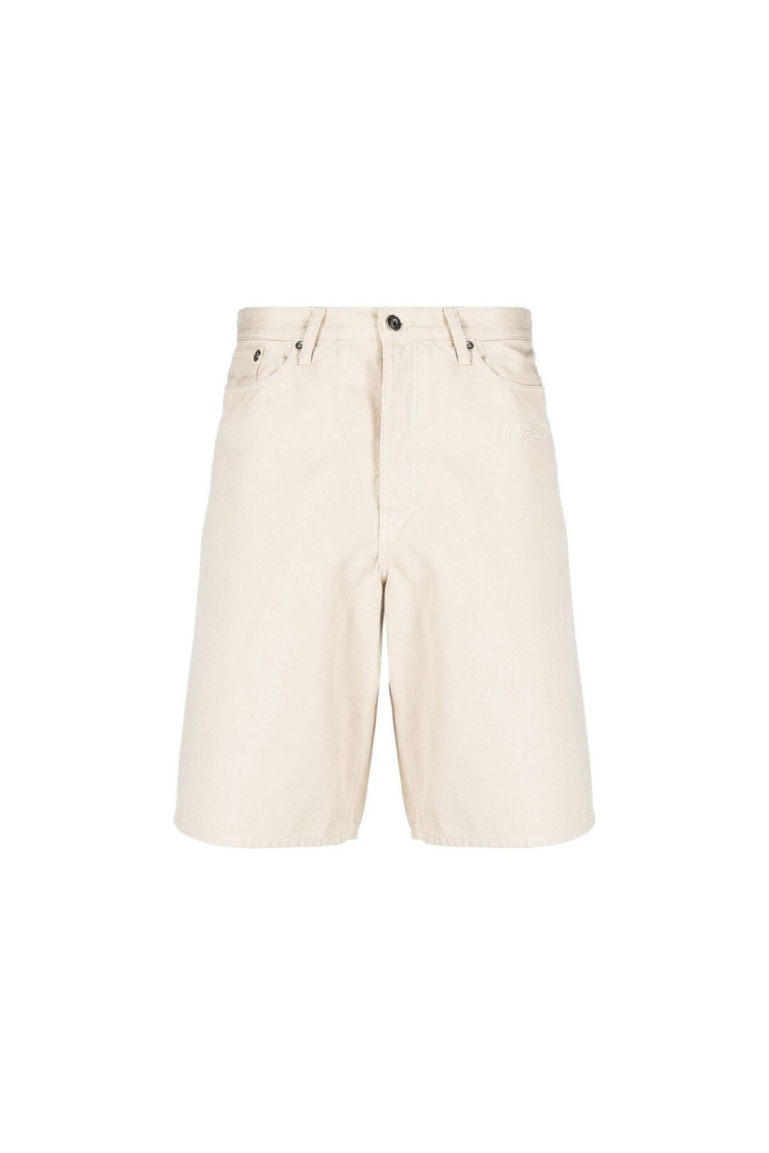 Off White Canvas Shorts con Logo Vista frontale