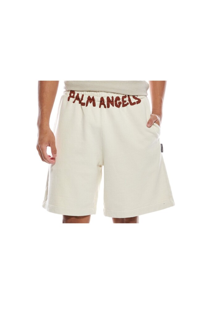 Palm Angels Shorts con Stampa Logo indossato