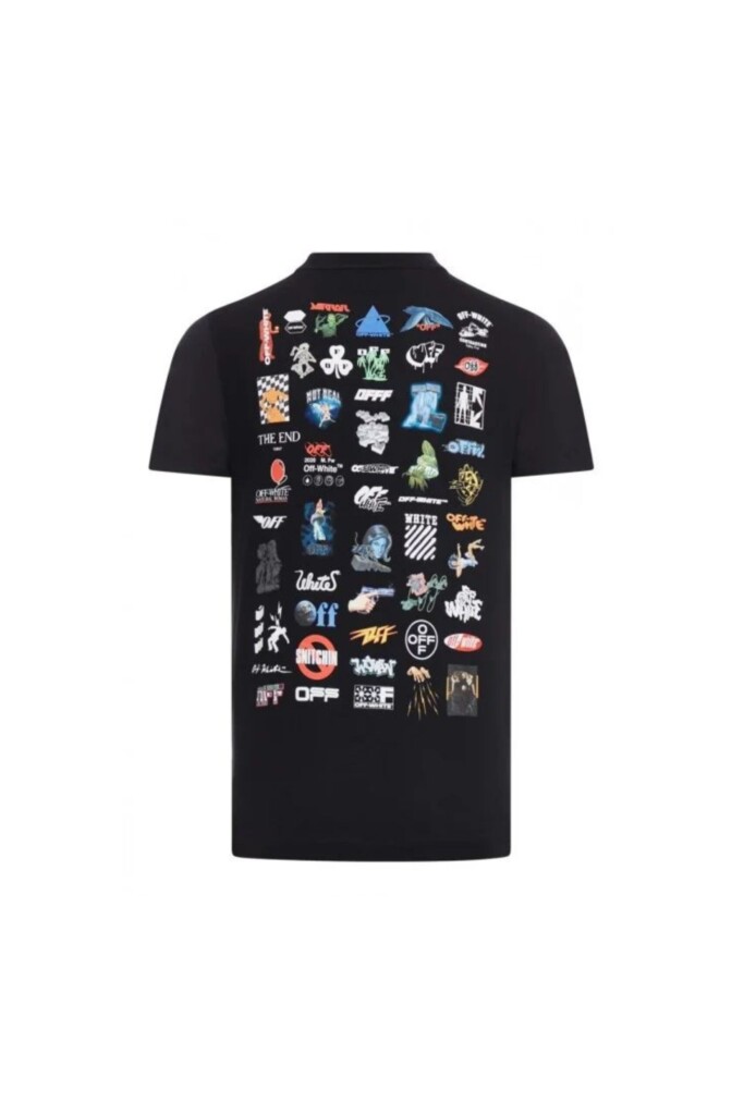 Off White T shirt Logic con Ricamo vista retro