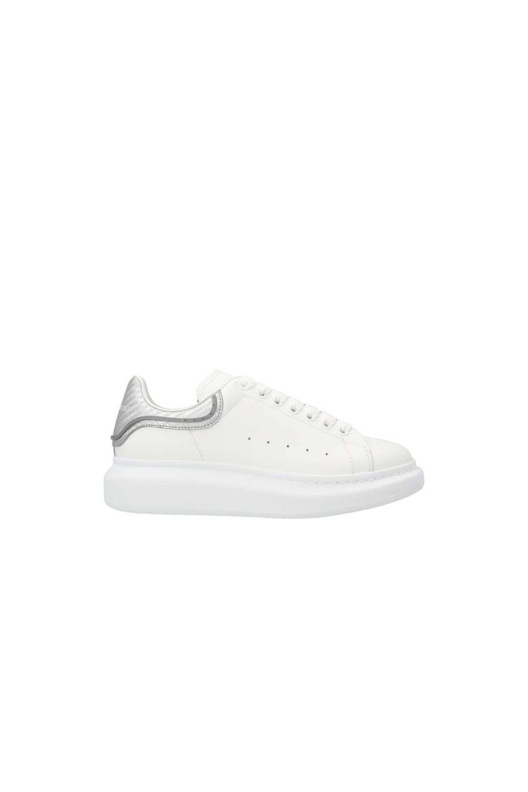 Alexander Mcqueen Sneakers Ovesize in Pelle silver vista laterale