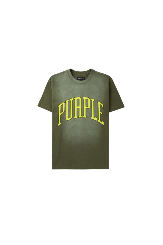 Purple Brand T shirt con Logo in Jersey verde vista frontale
