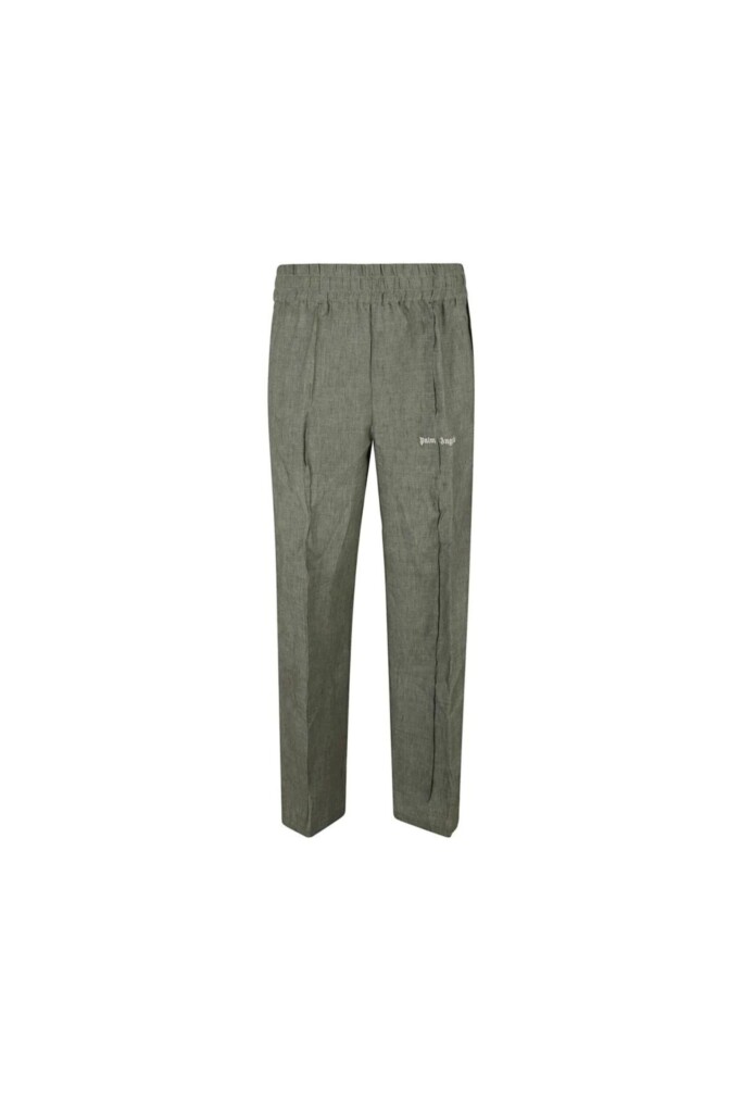 Palm Angels Joggers in Lino con Logo verde vista frontale